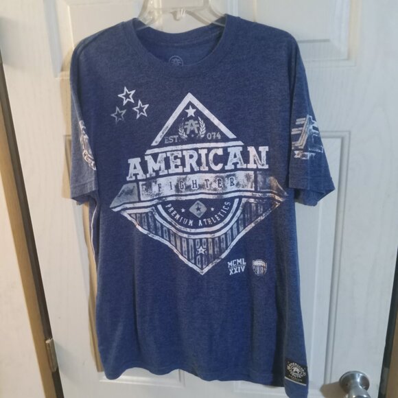 American Fighter Men's Short Sleeve T Shirt XXL Blue/White - Picture 3 of 8